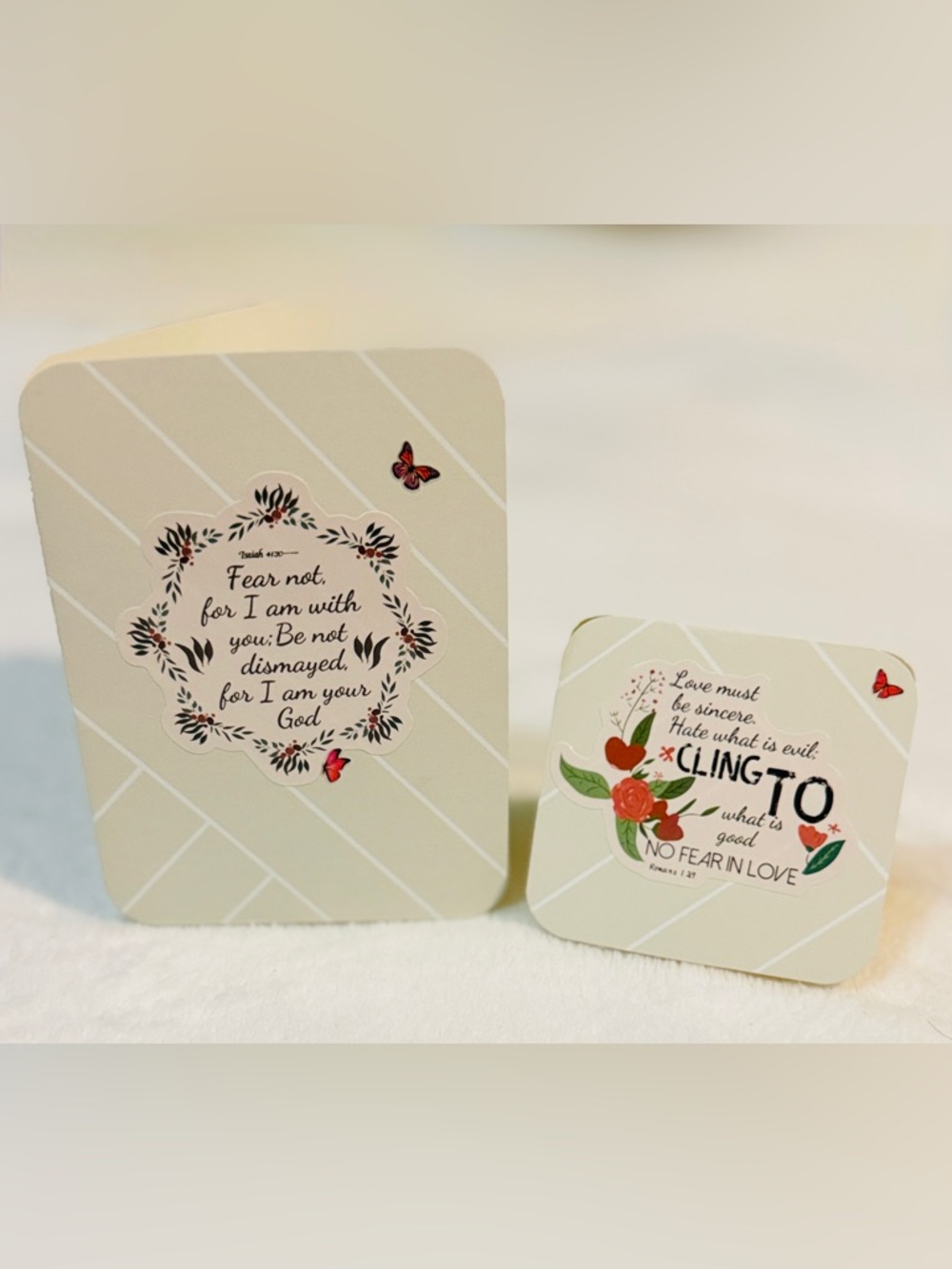 Religious/Spiritual Hand Crafted Floral Notecards with Bible Verses